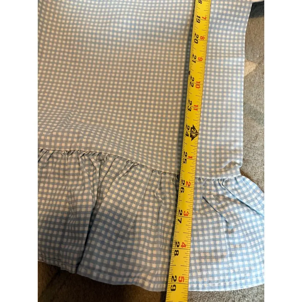 VTG Ralph Lauren Home Blue White Gingham Ruffled Standard Pillowcases Pair(2)